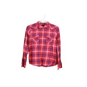 American Eagle Outfitters Red Plaid Button Down Long Sleeve Shirt XL